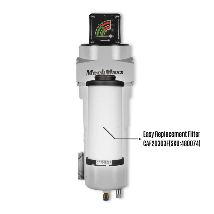 127 CFM Compressed Air Oil-Water Separator Precision Filter,0.01μm,Oil Content 0.001ppm, With Auto Drain, Pressure Gauge