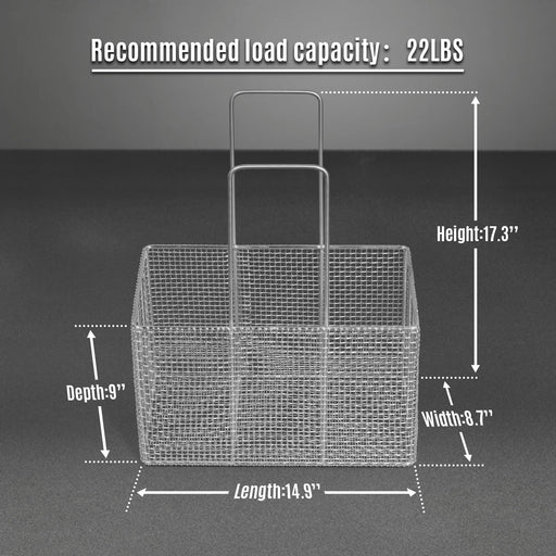 Stainless Steel Mesh Basket for Ultrasonic Cleaner – 304 Grade, Weight Capacity 22LBS , Fine Mesh