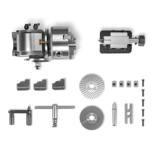 BS-0 Complete Set with 125mm Chuck and Tailstock for SKU: 500202 — angle view