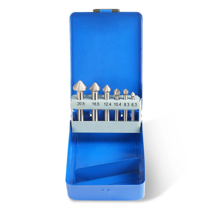HSS Countersinks Set of 6 Pcs, 6,3 - 20,5 mm, 90° for SKU: 500200 — dimensions diagram