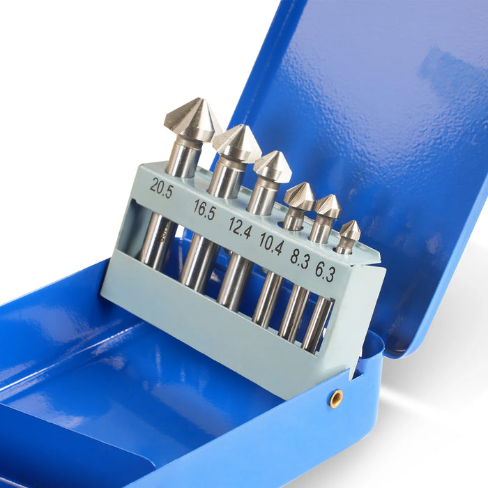 HSS Countersinks Set of 6 Pcs, 6,3 - 20,5 mm, 90° for SKU: 500200 — detail view