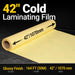 42" x 164 ft PVC Glossy Cold Laminating Film, Yellow Release Paper, for SKU: 501014, 501015, 501016, 501017, 501018, 501