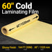 60" x 164 ft PVC Glossy Cold Laminating Film, Yellow Release Paper, for SKU: 501014, 501015, 501016, 501017, 501018, 501