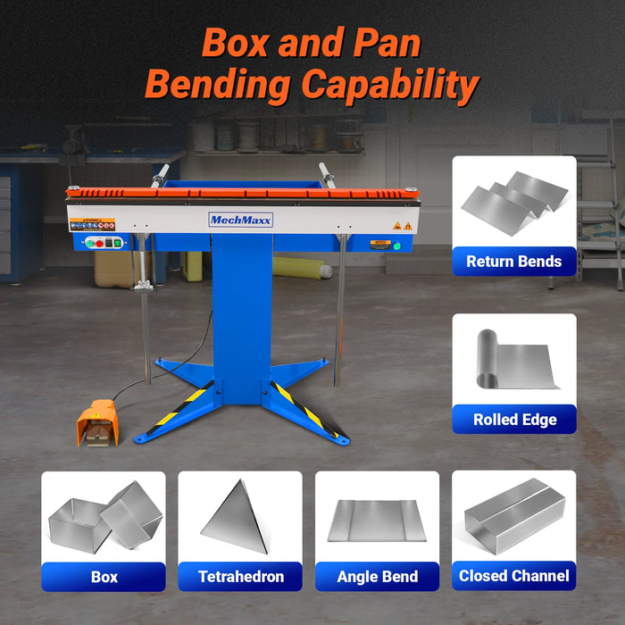 48'' Industrial Magnetic Pan and BOX Heavy Duty Sheet Metal Brake 20 Gauge Capacity Shear Press Brake,  MSMB1250E