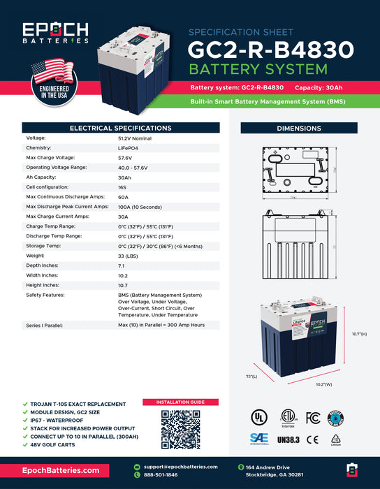 Epoch 48V 30Ah golf cart battery — packaging and unboxing