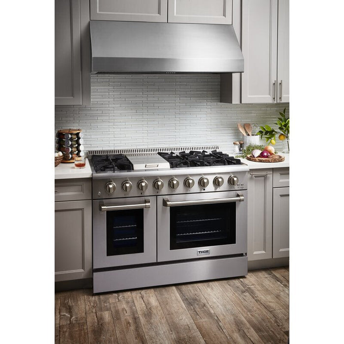 Thor Kitchen 48 in. Propane Gas Burner/Electric Oven 6.7 cu. ft. Range in Stainless Steel, HRD4803ULP Thor Kitchen