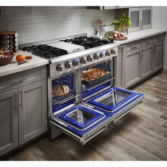 Thor Kitchen 48 in. Propane Gas Burner/Electric Oven 6.7 cu. ft. Range in Stainless Steel, HRD4803ULP Thor Kitchen