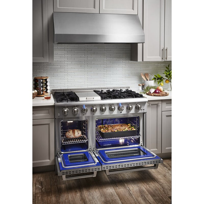 Thor Kitchen 48 in. Propane Gas Burner/Electric Oven 6.7 cu. ft. Range in Stainless Steel, HRD4803ULP Thor Kitchen