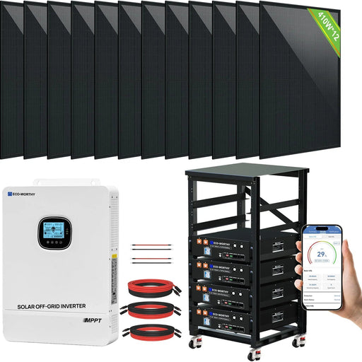 Green Vista Living ECO-WORTHY Complete Off-Grid Solar Power System - 10000W 120/240V Output | 20.48kWh/61.44kWh Lithium...