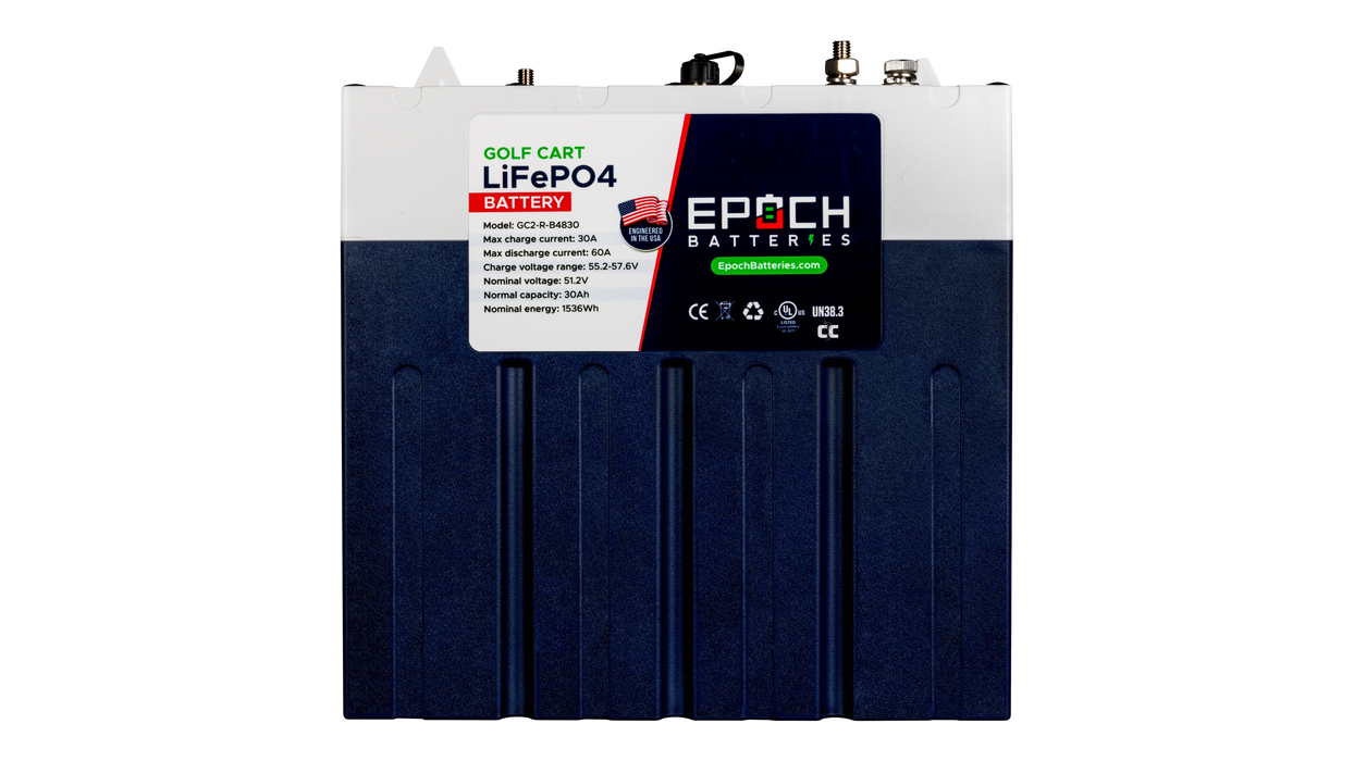 Epoch GC2 Series 48V 30Ah 1.54kWh LiFePO4 Battery, Group GC2 IP67 Lithium Battery for Boats, RVs, and Golf Carts - Urban Supply Inc