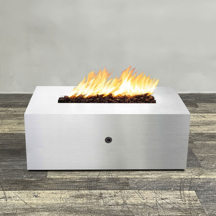 Starfire Designs Metal Gravity 48" x 24" Linear Stainless Steel Gas Fire Pit with Propane Tank Access Door Starfire Designs