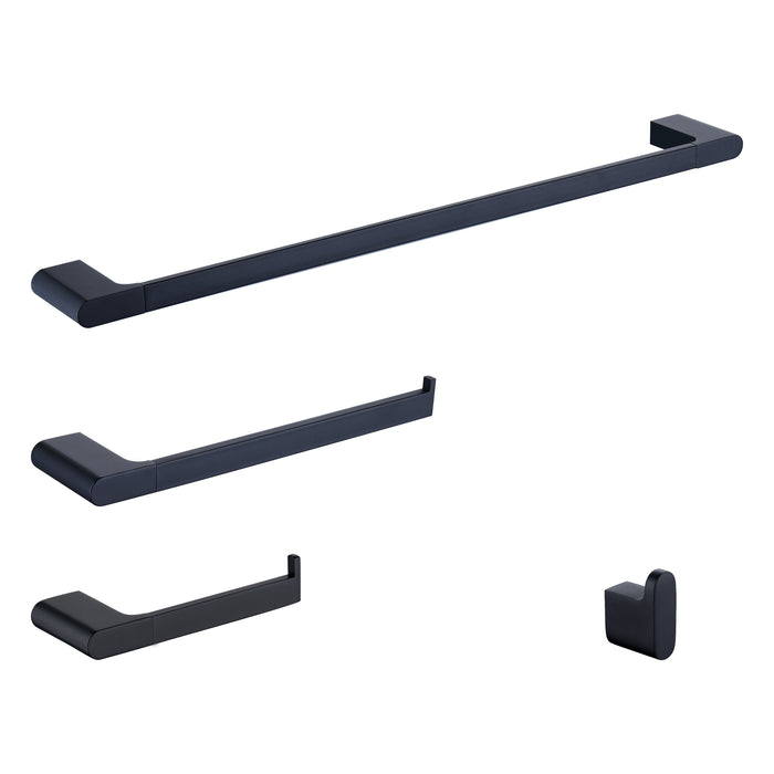 wonderland shower inc Luxurious 4-Piece Brass Matte Black Bathroom Hardware Set: Towel Bar, Towel Ring... Shower Accessory