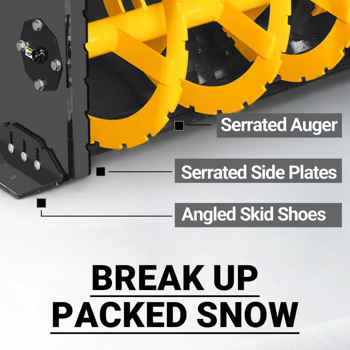 72" Hydraulic Skid Steer Snow Blower, 16–24 GPM, Hydraulic Chute Rotator & Deflector, 24" Impeller, SSB72H
