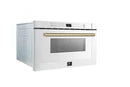 Forno Espresso Capoliveri 24-Inch Microwave Drawer in White with Brass Handle (FMWDR3000-24WHT) FORNO