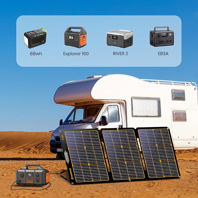 Flexsolar® F120 Foldable Solar Panel for Power Station| 120W（4 in 1 Extention Cable Not Included）
