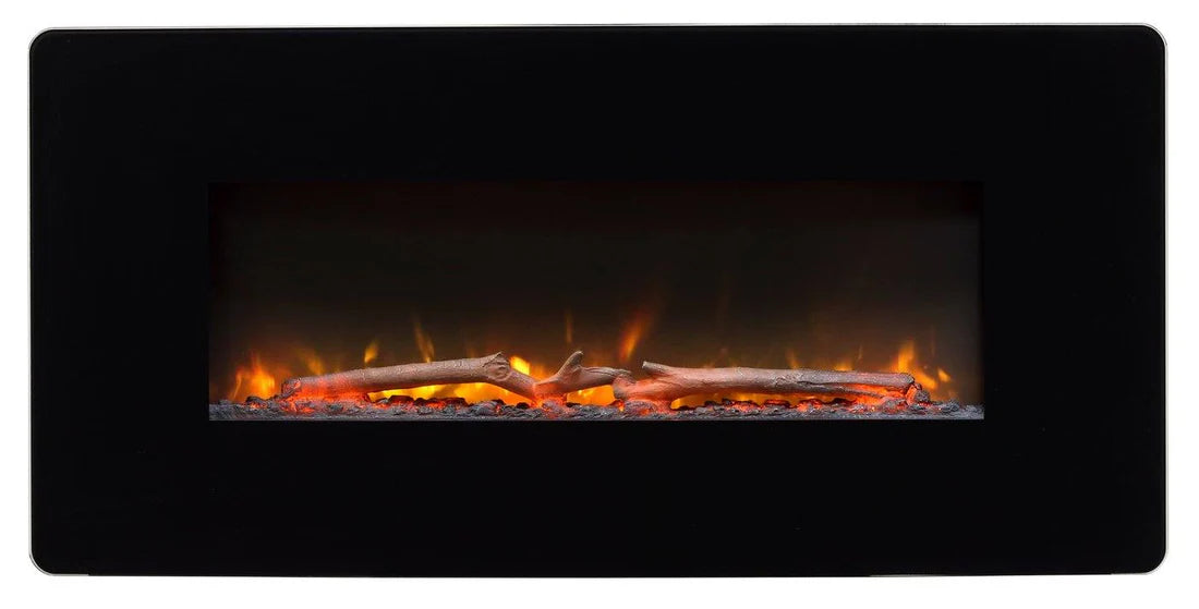 Winslow 36-Inch Wall-Mount/Tabletop Linear Electric Fireplace in Black (SWM3520) - detail close-up