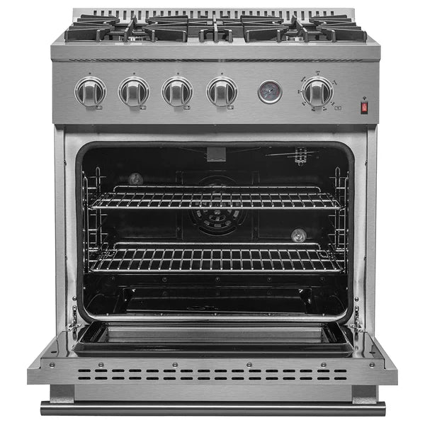 Forno Marco 30-inch Gas Range with 4 Burners and 4.32 Cu.ft. Convection Oven in Stainless Steel (FFSGS6277-30) FORNO