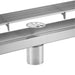 Brushed Nickel Linear shower drain stainless steel material 35.4 inch with grid cover with hair strainer and adjustment feet - detail close-up