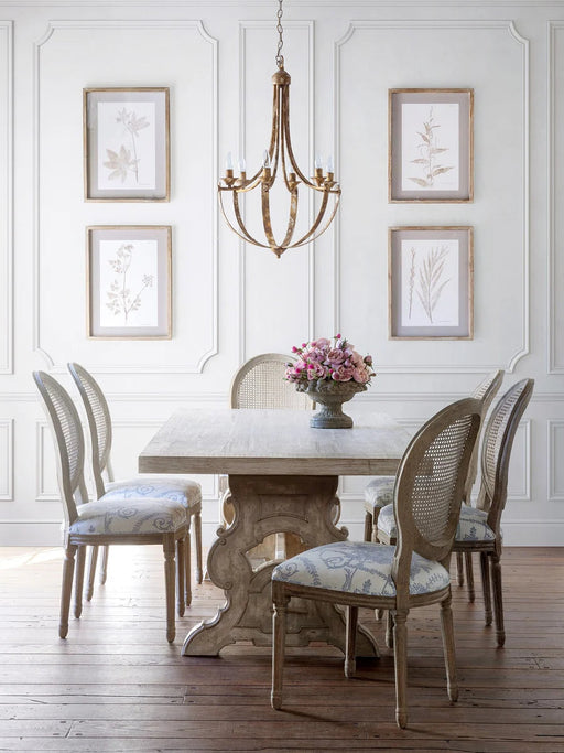 French Blue Bouquet Cane Back Dining Chair (EFS90589) - angle view