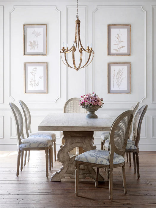 French Blue Bouquet Cane Back Dining Chair (EFS90589) - angle view