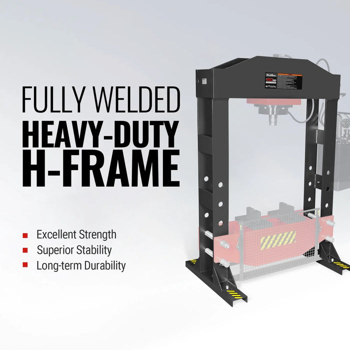 150 Ton H-Frame Electric Hydraulic Shop Press with Double-Acting Cylin — detail view