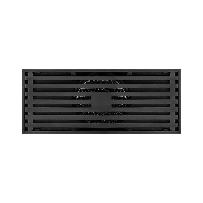 8 Inch Shower Linear Matte black Drain Rectangular Floor Drain with Accessories Square Hole Pattern Cover Grate Removable Matte Black Brass - detail close-up