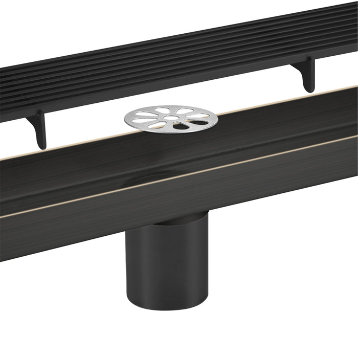 wonderland shower inc Oil Rubber Bronze Linear shower drain stainless steel material 24 inch with tile... - Detail View