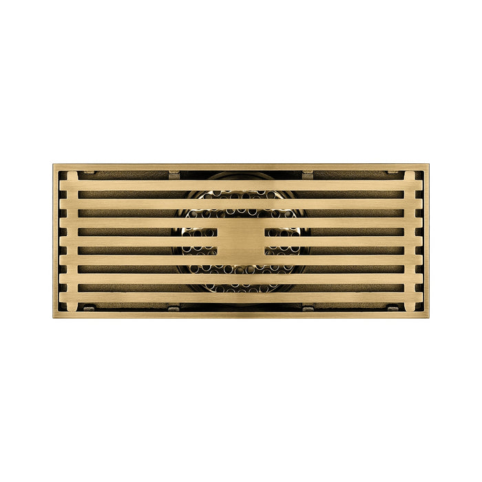 8 x3 Inch or 4 x 4 inch Shower Linear Brushed Gold Drain Rectangular Floor Drain with Accessories Square Hole Pattern Cover Grate Removable  Brushed Gold Brass - back view