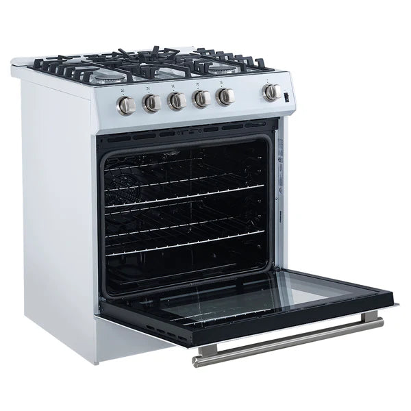 Forno Leonardo Espresso 30-Inch Gas Range in White with Stainless Steel Handle (FFSGS1116-30WHT) FORNO