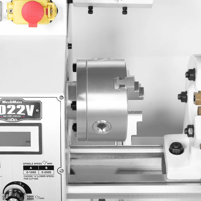 10'' x 22'' Industrial Metal Lathe Machine High Precision Benchtop 1.5HP Brushless Motor 0-2000 RPM Variable Speed Metal Working Machine Small Lathe without Stand 1022V