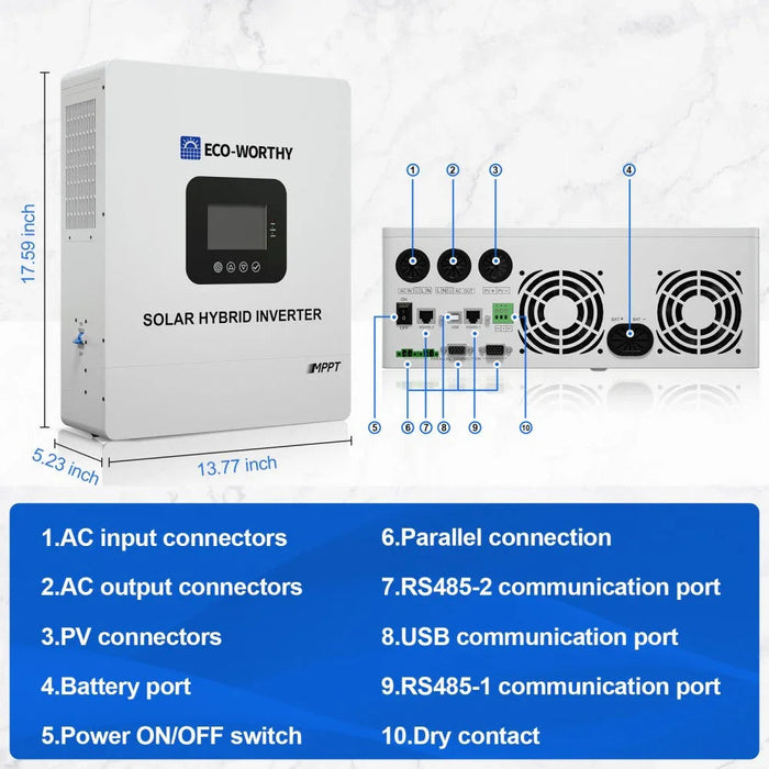 Green Vista Living ECO-WORTHY 5000W Solar Off-Grid Inverter Charger – 48V DC to 120V AC Split-Phase |... - Lifestyle View