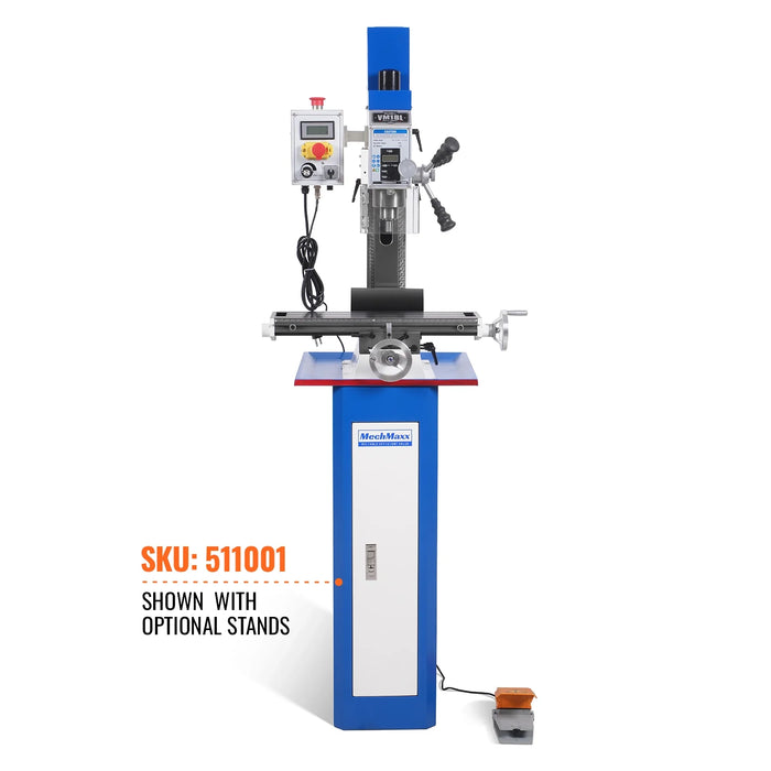 6"x20'' Benchtop Mill Drill Machine, Variable Speed, R8 Spindle, 1 HP, — angle view