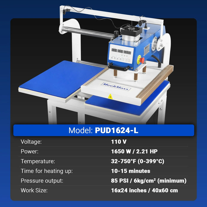 16x24 Inch Commercial Pneumatic Dual Platen Heat Press - Infrared Posi — detail view