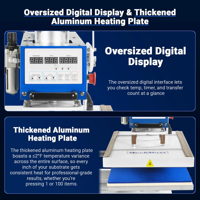 16x24 Inch Commercial Pneumatic Dual Platen Heat Press - Infrared Posi — view 6