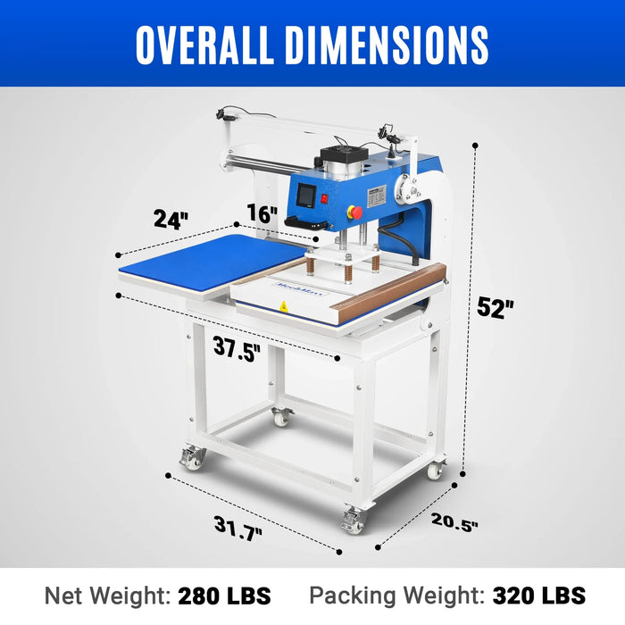 16x24 Inch Commercial Pneumatic Dual Platen Heat Press - Infrared Posi — angle view