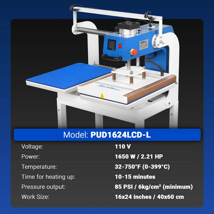 16x24 Inch Commercial Pneumatic Dual Platen Heat Press - Infrared Posi — detail view