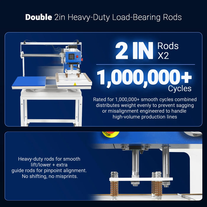 16x24 Inch Commercial Pneumatic Dual Platen Heat Press - Infrared Posi — dimensions diagram