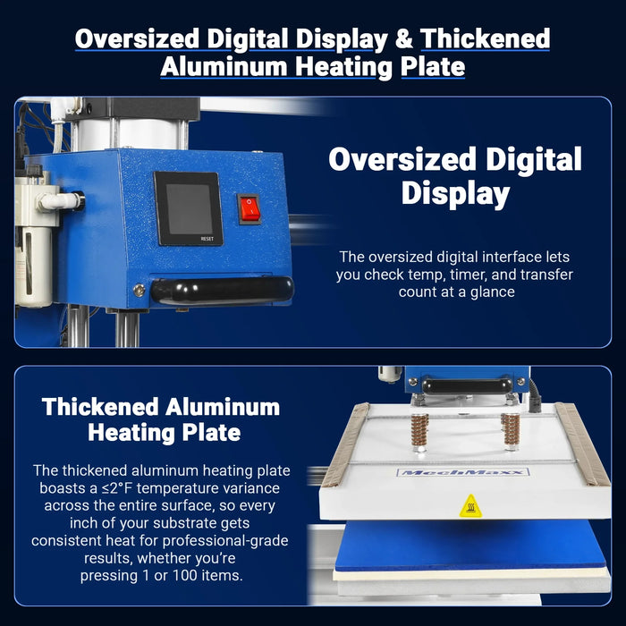16x24 Inch Commercial Pneumatic Dual Platen Heat Press - Infrared Posi — view 6