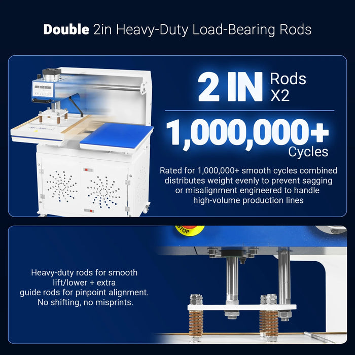 16x24 Inch Commercial Pneumatic Dual Platen Heat Press - Auto Lift Sub — dimensions diagram