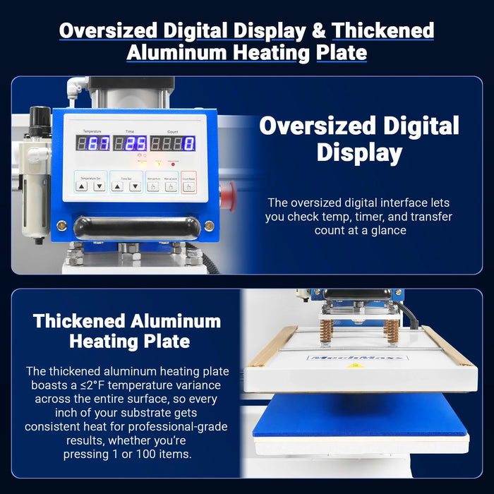 16x24 Inch Commercial Pneumatic Dual Platen Heat Press - Auto Lift Sub — view 6