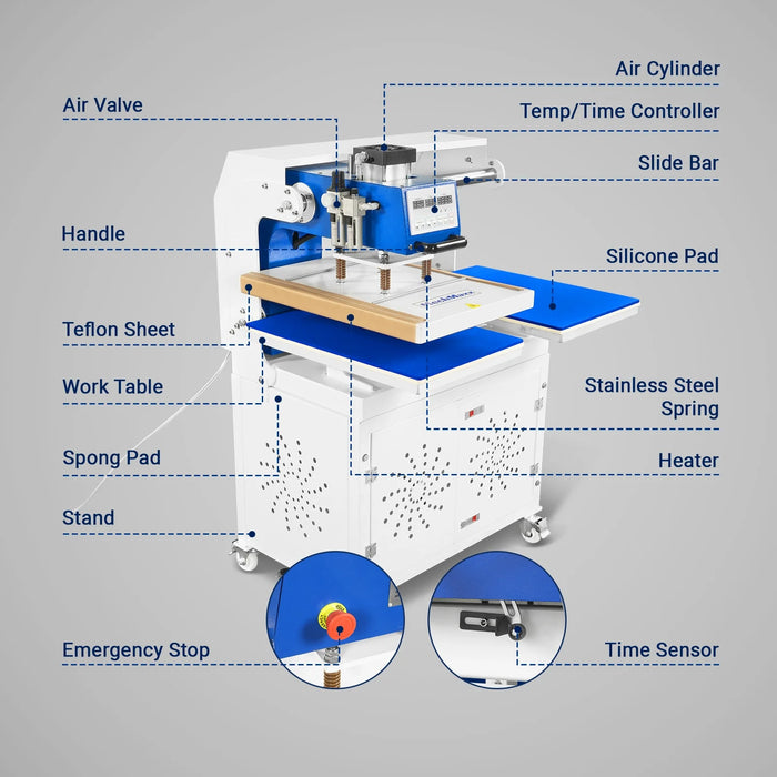 16x24 Inch Commercial Pneumatic Dual Platen Heat Press - Auto Lift Sub — view 8