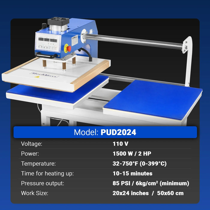 20x24 Inch (50x60cm) Commercial Pneumatic Dual Platen Heat Press Auto — detail view