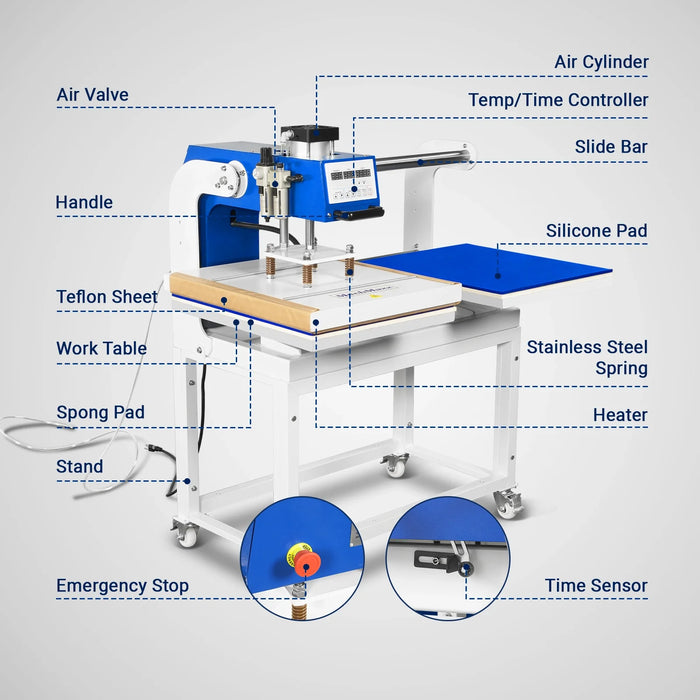 20x24 Inch (50x60cm) Commercial Pneumatic Dual Platen Heat Press Auto — view 8