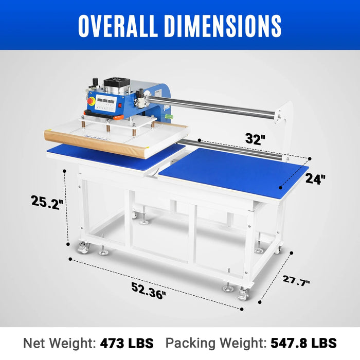 24x32 Inch (60x80cm) Industrial Pneumatic Dual Platen Heat Press - Aut — angle view