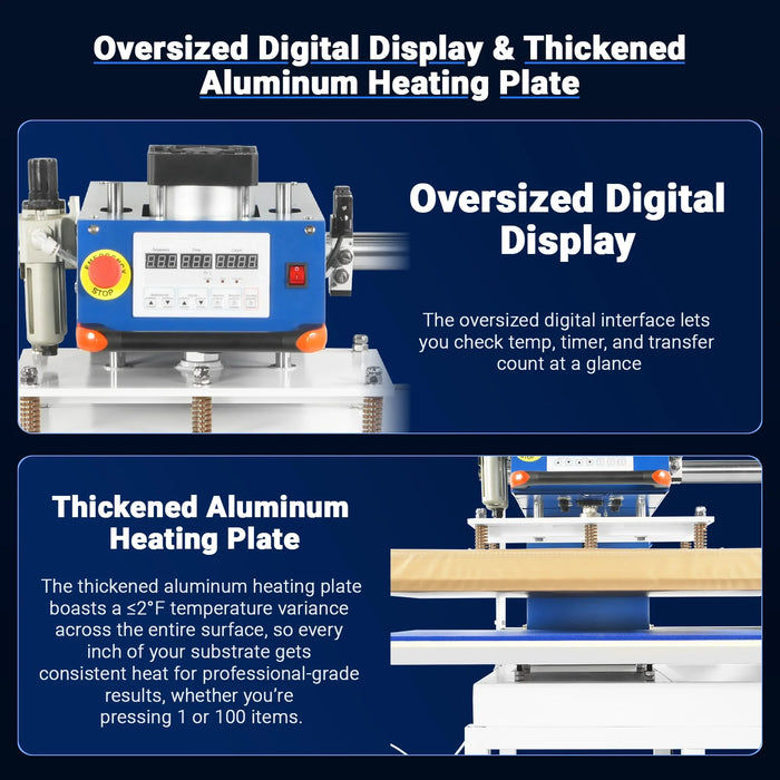 24x32 Inch (60x80cm) Industrial Pneumatic Dual Platen Heat Press - Aut — view 6