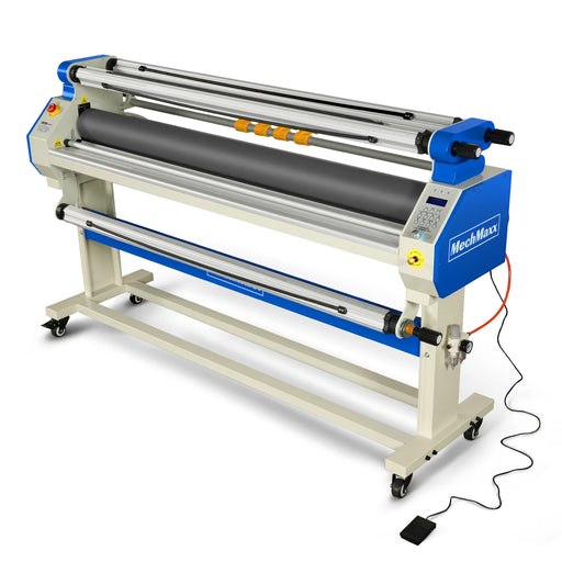 65" Wide Format Full-Auto Cold & Heat Assisted Pneumatic Laminator Machine with 4 Trimmers, Max Speed 40ft/min, 63" Max Width, 1.1" Max Thickness, Infrared Heating, Digital Control Pneumatic Roller Lifting (Requires Air Compressor, Not Included) 1700-B1