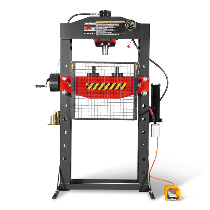 50 Ton H-Frame Air/Hydraulic Shop Press with Hand Winch & Press Pin Ki