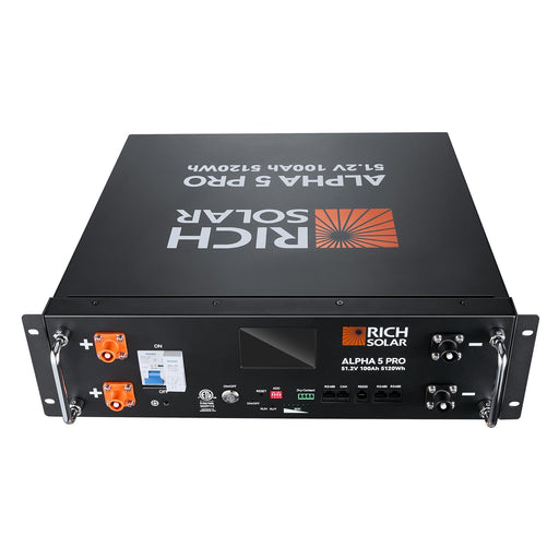 Green Vista Living Rich Solar ALPHA 5 PRO 51.2V 100Ah LiFePO4 Battery Premium 48V Server Rack... Power Station - Side View