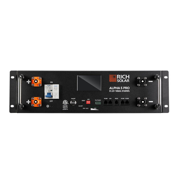 Green Vista Living Rich Solar ALPHA 5 PRO 51.2V 100Ah LiFePO4 Battery Premium 48V Server Rack... Power Station - Close-Up