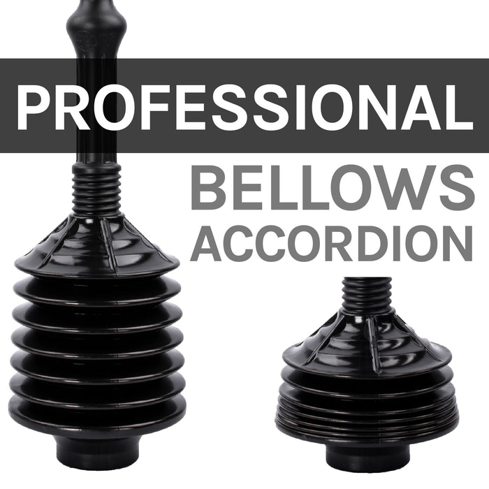 Utility-Sink.com Antimicrobial Bellows Accordion Toilet Plunger with Black Storage Tray (Black) - Product Image 5